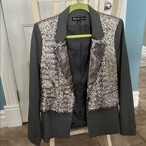 Elizabeth and James Gray Blazer with Silver Sequins